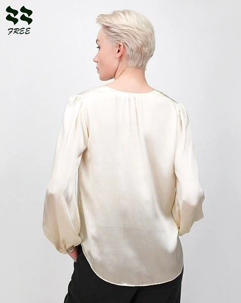 Long Sleeve V Neck Silk Blouse Supplier